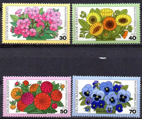 BRD, Mi-Nr. 904 - 907 **, kompl., Wohlfahrt 1976: Gartenblumen