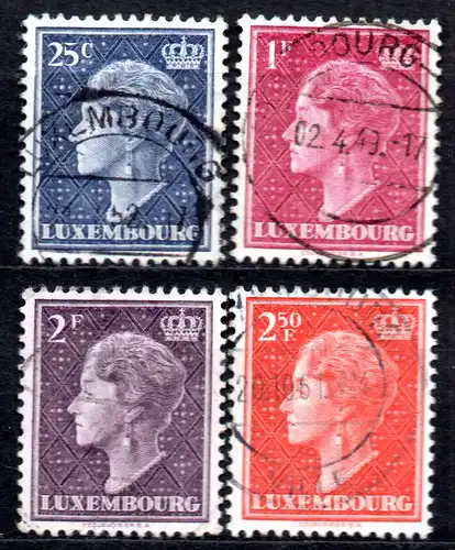 Luxemburg, Mi-Nr. 445, 449, 453 + 454 gest., Großherzogin Charlotte