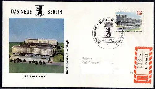 Berlin, Mi-Nr. 265 gest. auf FDC, Das neue Berlin - Universitätsklinikum Steglitz