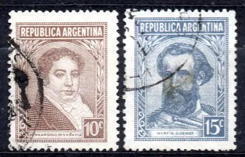 Argentinien, Mi-Nr. 504 + 505 gest., Berühmte Argentinier