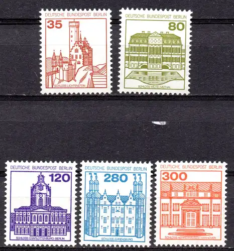 Berlin, Mi-Nr. 673 A - 677 A **, kompl., DS Burgen und Schlösser