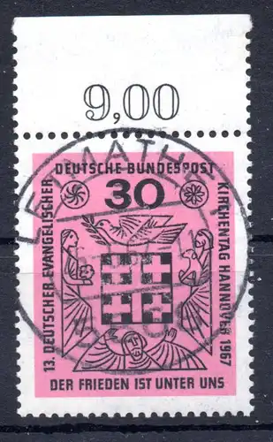 BRD, Mi-Nr. 536 gest., Rand oben, Evangelischer Kirchentag Hannover