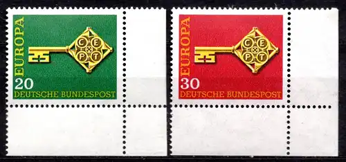 BRD, Mi-Nr. 559 - 560 **, kompl., Eckrand UR, Europa CEPT 1968