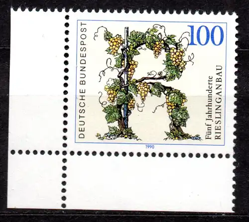 BRD, Mi-Nr. 1446 **, Eckrand UL, 500 Jahre Rieslinganbau