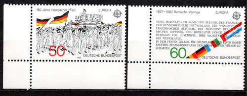 BRD, Mi-Nr. 1130 - 1131 **, kompl., Eckrand UL, Europa CEPT 1982