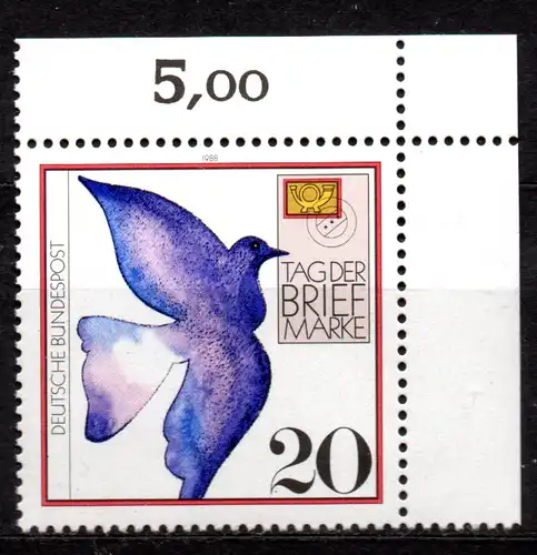 BRD, Mi-Nr. 1388 **, Eckrand OR, Tag der Briefmarke