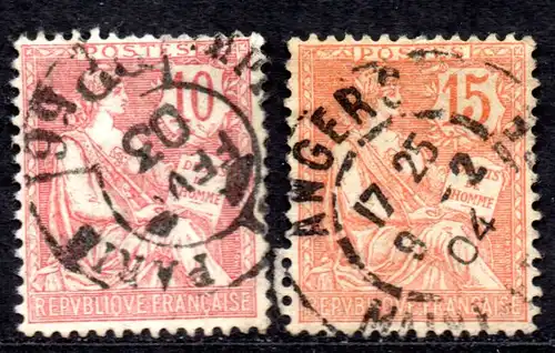 Frankreich, Mi-Nr. 102 + 103 gest., allegorische Darstellungen