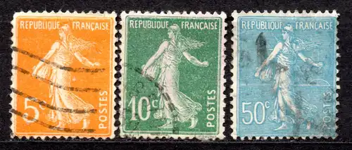 Frankreich, Mi-Nr. 140, 141 II + 143 gest., Säerin