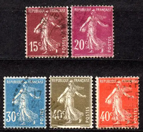 Frankreich, Mi-Nr. 184, 185, 187, 188 + 189 gest., Säerin