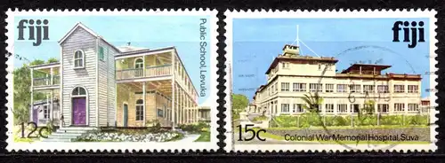 Fidschi - Inseln, Mi-Nr. 405 I + 406 I gest., Gebäude