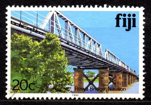 Fidschi - Inseln, Mi-Nr. 408 V gest., Jahreszahl 1990, Brücke