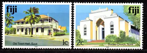 Fidschi - Inseln, Mi-Nr. 399 VI + 400 VI X **, Jahreszahl 1991, Gebäude