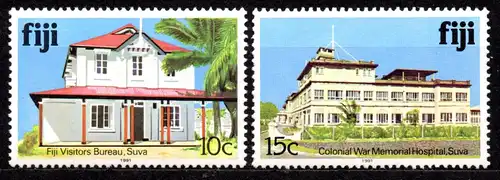 Fidschi - Inseln, Mi-Nr. 404 VI X + 406 VI Y **, Jahreszahl 1991, Gebäude