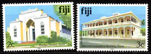 Fidschi - Inseln, Mi-Nr. 400 VIII + 401 VIII **, Jahreszahl 1993, Gebäude