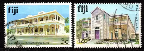 Fidschi - Inseln, Mi-Nr. 401 VIII + 405 VIII gest., Jahreszahl 1993, Gebäude
