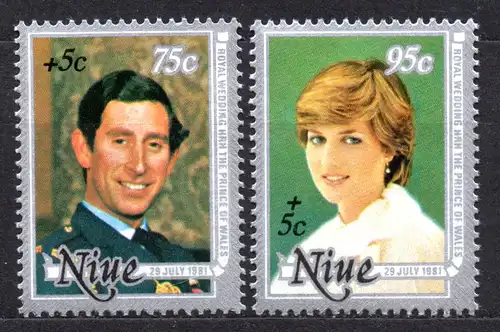 Niue, Mi-Nr. 442 + 443 **, Prinz Charles u. Lady Di