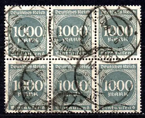 Deutsches Reich, Mi-Nr. 273 gest., 6´er-Block, Ziffer im Kreis