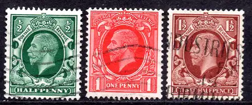 Großbritannien, Mi-Nr. 175 X, 176 X + 177 X gest., König Georg V.