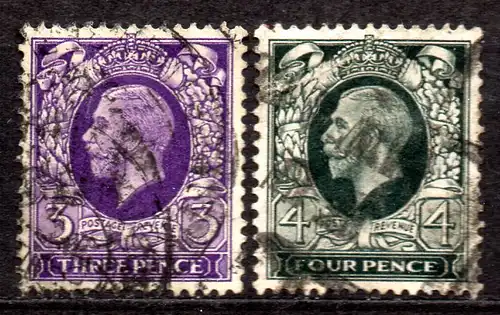 Großbritannien, Mi-Nr. 180 X + 181 X gest., König Georg V.
