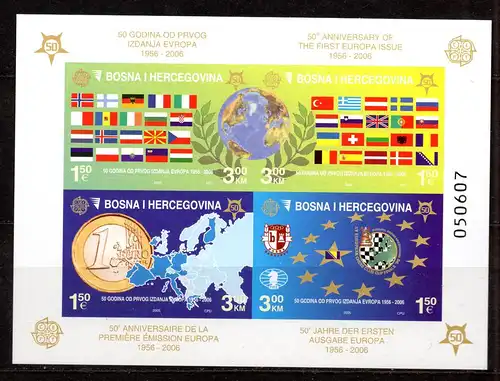 Bosnien u. Herzegowina, Block Mi-Nr. 27 B **, 50 Jahre CEPT-Europa-Marken