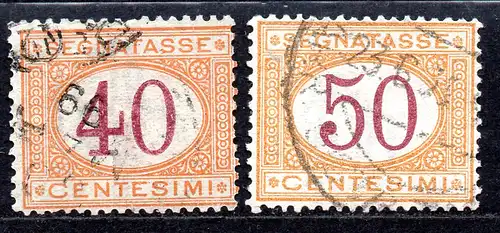Italien, Portomarken Mi-Nr. 8 + 9 gest., Ziffernzeichnung