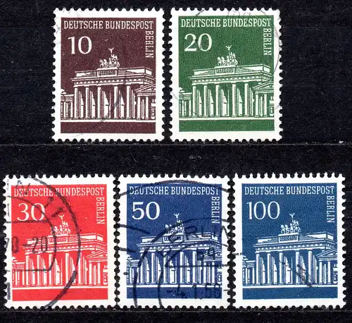 Berlin, Mi-Nr. 286 - 290 gest., kompl., Brandenburger Tor
