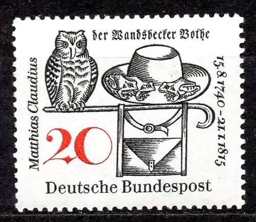 BRD, Mi-Nr. 462 **, 150: Todestag von Matthias Claudius