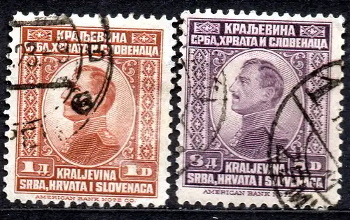 Jugoslawien, Mi-Nr. 169 + 171 gest., König Alexander