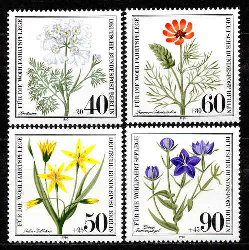 Berlin, Mi-Nr. 629 - 632 **, kompl., Wohlfahrt 1980 - Gefährdete Ackerwildkräuter