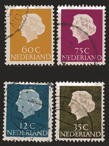 Niederlande, Mi-Nr. 628 X A, 629 X A, 641 X A + 642 X A gest., Königin Juliana