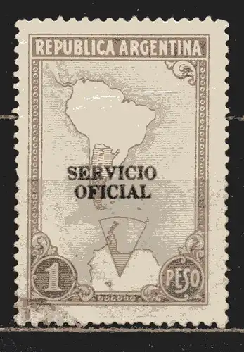 Argentinien, Dienstmarke Mi-Nr. 48 II gest., Landkarte