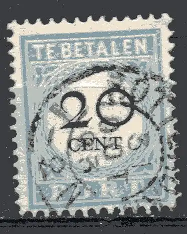 Niederlande, Portomarke Mi-Nr. 10 III E gest., Ziffer und Wertangabe im Kreis