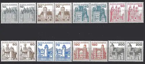 BRD, Mi-Nr. 913 - 920 **,kompl., waagerechte Paare, DS Burgen und Schlösser