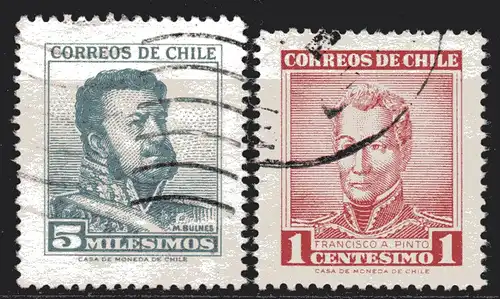 Chile, Mi-Nr. 562 + 563 gest., Persönlichkeiten