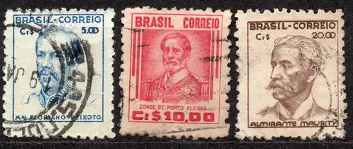 Brasilien, Mi-Nr. 709 I, 710 + 711 gest., Persönlichkeiten