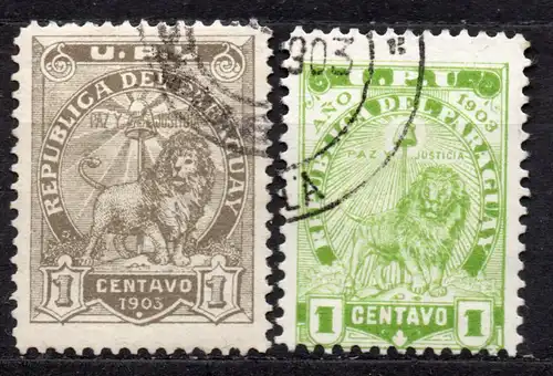 Paraguay, Mi-Nr. 71 + 78 gest., Wappenlöwe