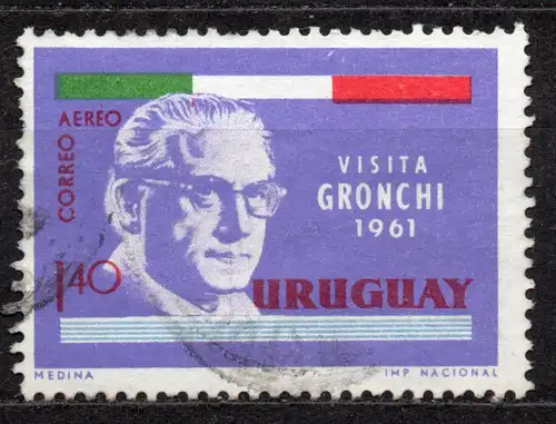 Uruguay, Mi-Nr. 901 gest., Besuch des italienischen Staatspräsidenten
