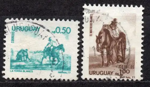 Uruguay, Mi-Nr. 1423 + 1424 a I gest., Freimarken
