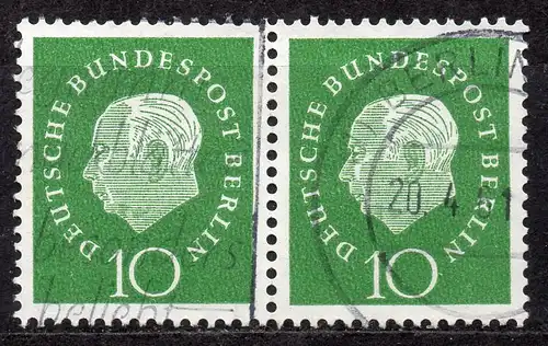 Berlin, Mi-Nr. 183 gest., waagerechtes Paar, Bundespräsident Theodor Heuss