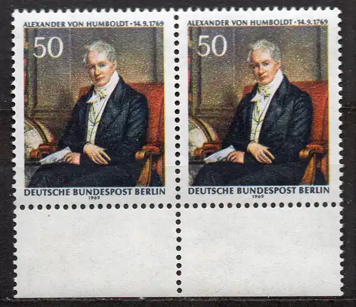Berlin, Mi-Nr. 346 **, waagerechts Paar vom UR, Alexander Freiherr von Humboldt