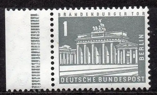 Berlin, Mi-Nr. 140 x ** (gewöhnliches Papier), Rand links, Brandenburger Tor