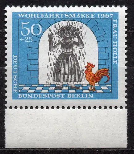 Berlin, Mi-Nr. 313 **, Rand unten, Wohlfahrt 1967, Märchen der Gebr. Grimm: Frau Holle