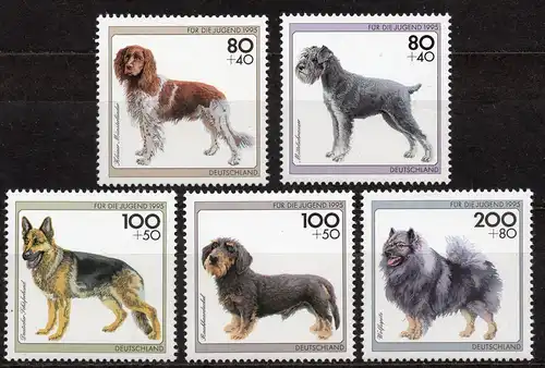 BRD, Mi-Nr. 1797 - 1801 **, kompl., Jugend 1995 - Hunderassen