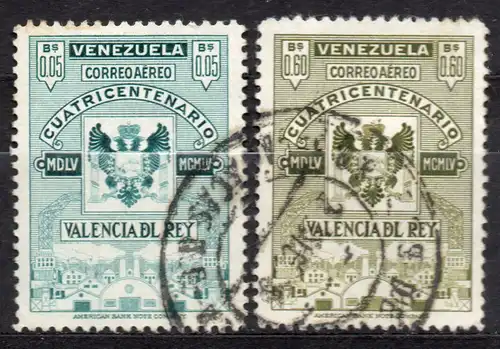 Venezuela, Mi-Nr. 1109 + 1115 gest., 400 Jahre Gründung von Valencia del Rey