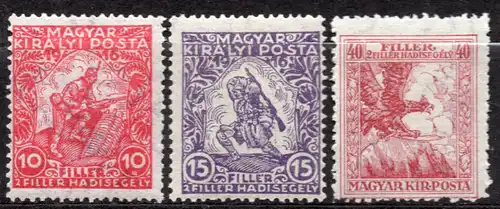 Ungarn, Mi-Nr. 183 - 185 *, kompl., Kriegshilfe