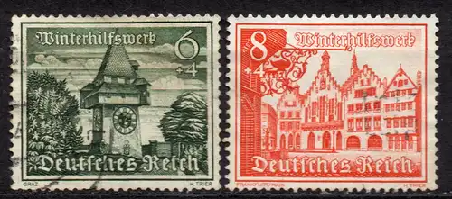 Deutsches Reich, Mi-Nr. 733 + 734 gest., Winterhilfswerk: Bauwerke