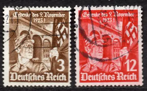 Deutsches Reich, Mi-Nr. 598 x - 599 x gest., kompl., Marsch zur Feldherrnhalle