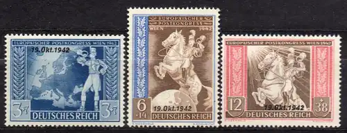 Deutsches Reich, Mi-Nr. 823 - 825 **, kompl., Übereinkommen über den europäischer Postverein