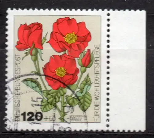 BRD, Mi-Nr. 1153 gest., Rand rechts, Wohlfahrt 1982 - Gartenrosen