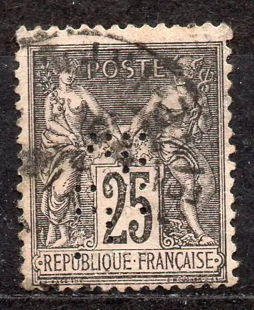 Frankreich, Mi-Nr. 80 gest., Allegorien (mit Firmenlochung)